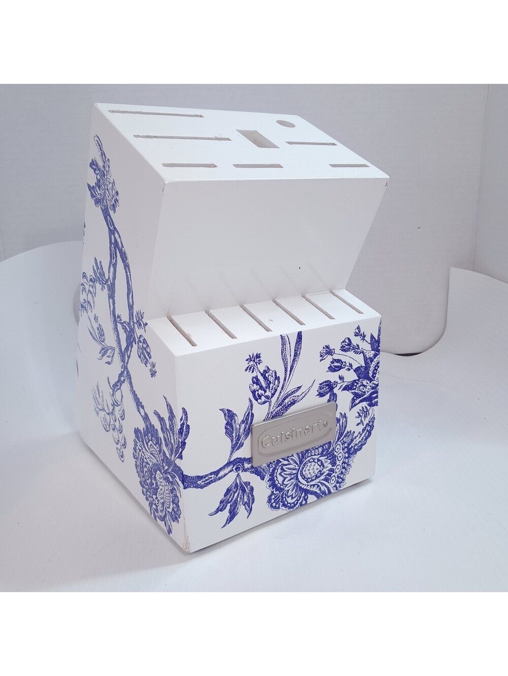 Cuisinart Caskata Knife Block blue white floral toile wood 14slot French Country